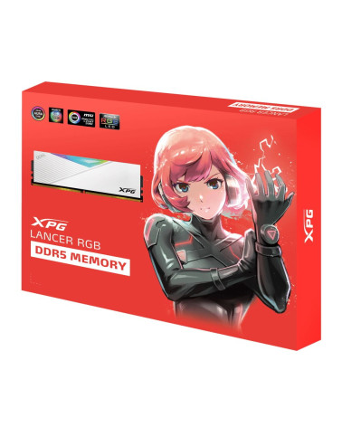 Модуль памяти ADATA 32GB DDR5 6000 DIMM XPG Lancer RGB 2*16, 1.35V, CL30-40-40, On-Die ECC, Power Management IC, white