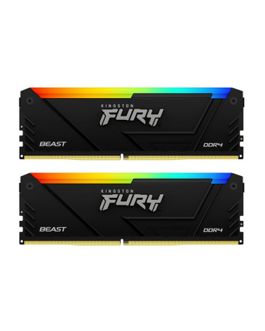 Модуль памяти Kingston 32GB DDR4 3200MHz DIMM FURY Beast Black RGB XMP kit 2x16Gb, CL16, 288-pin  1.35V  Non-ECC