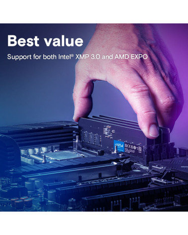 Модуль памяти 16GB Crucial DDR5 4800 UDIMM Basics Desktop Memory Non-ECC, CL40, 1.1V, SRx8, RTL