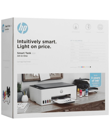 HP Smart Tank 520 А4, МФУ, струйное, цветное, 22стр/мин, 4800x1200dpi, 980МГц, 64Мб,USB (1F3W2A)