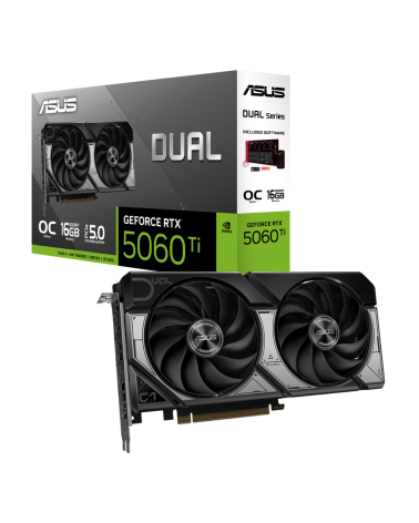 Видеокарта ASUS RTX5060Ti DUAL OC 16GB GDDR7 128bit 3xDP HDMI 2FAN RTL [DUAL-RTX5060TI-O16G]