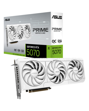 Видеокарта ASUS RTX5070 PRIME WHITE OC 12GB GDDR7 192bit 3xDP 1xHDMI 3FAN RTL (PRIME-RTX5070-O12G-WHITE)