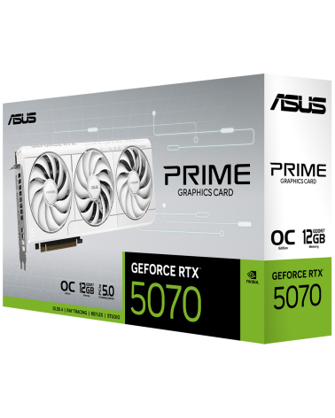 Видеокарта ASUS RTX5070 PRIME WHITE OC 12GB GDDR7 192bit 3xDP 1xHDMI 3FAN RTL (PRIME-RTX5070-O12G-WHITE)