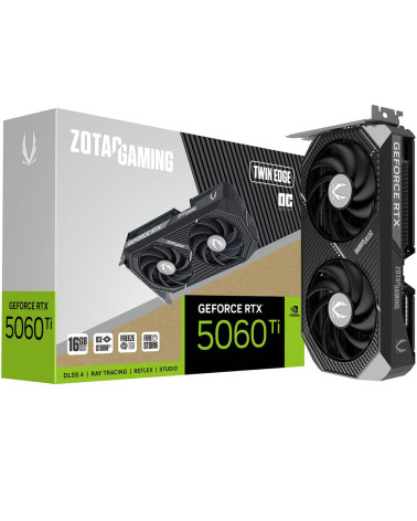 Видеокарта Zotac RTX5060Ti TWIN EDGE OC 16GB GDDR7 128bit 3xDP HDMI 2FAN MEDIUM PACK
