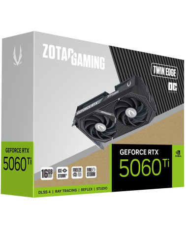 Видеокарта Zotac RTX5060Ti TWIN EDGE OC 16GB GDDR7 128bit 3xDP HDMI 2FAN MEDIUM PACK