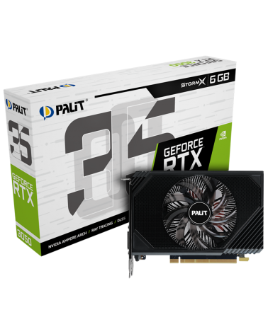 Видеокарта Palit RTX3050 STORMX 6GB GDDR6 96bit DVI DP HDMI 1FAN ITX RTL