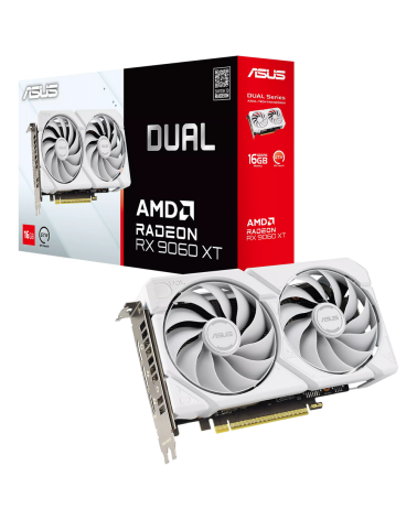 Видеокарта ASUS RX9060XT DUAL WHITE 16GB GDDR6 128bit 2xDP HDMI 2FAN RTL (DUAL-RX9060XT-16G-WHITE)