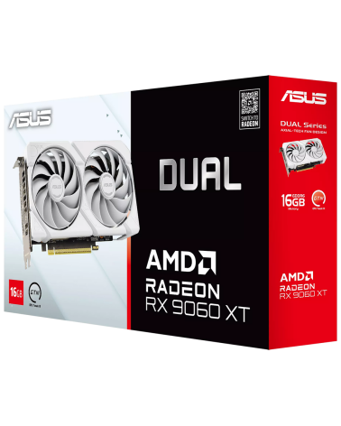 Видеокарта ASUS RX9060XT DUAL WHITE 16GB GDDR6 128bit 2xDP HDMI 2FAN RTL (DUAL-RX9060XT-16G-WHITE)