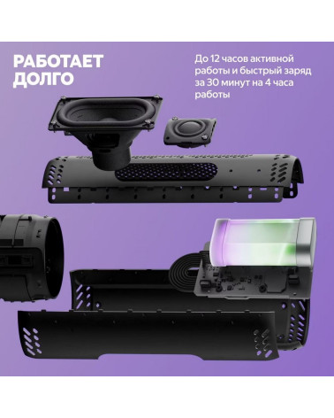 Портативная умная колонка Яндекс Станция Стрит с Алисой, 30 Вт, YNDX-00030BLK , чёрный