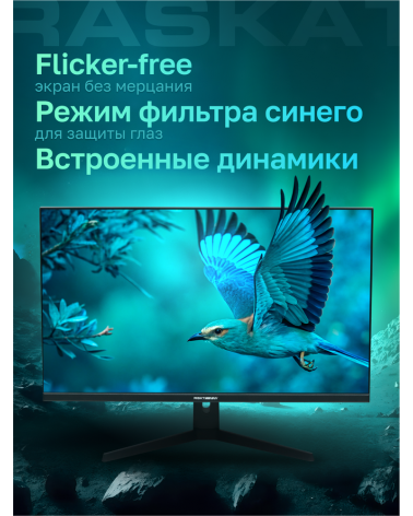 Монитор Raskat 32" I32U6D (IPS, 3840×2160, HDMI+DP+Audio output, 5 ms, 178°/178°, 1000:1, 60Hz, Black) 