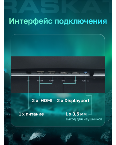 Монитор Raskat 32" I32U6D (IPS, 3840×2160, HDMI+DP+Audio output, 5 ms, 178°/178°, 1000:1, 60Hz, Black) 