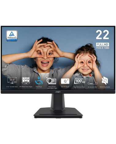 Монитор 21.5" MSI PRO MP225  IPS, 1920x1080, 100Hz, 4ms, 250сd/m, 1300:1,  | VGA, HDMI(1.4b) | ExPSU, Vesa 100, Black 