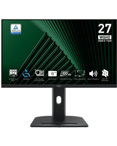 Монитор 27" MSI PRO MP275QPG  IPS, 2560x1440, 100Hz, 4ms, 300сd/m, 1300:1, HDR | 2xHDMI(2.0b), DP(1.2a) | HAS, Pivot, Swivel, In