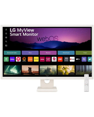 Монитор 31.5" LG 32SR50F-W Smart  IPS, 1920x1080, 60Hz, 5ms, 250сd/m, 1200:1, HDR10 | 2xHDMI(2.1), 2xUSB2.0 | ExPSU, Speakers, V