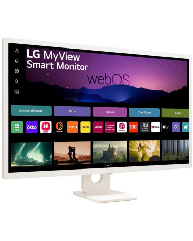 Монитор 31.5" LG 32SR50F-W Smart  IPS, 1920x1080, 60Hz, 5ms, 250сd/m, 1200:1, HDR10 | 2xHDMI(2.1), 2xUSB2.0 | ExPSU, Speakers, V