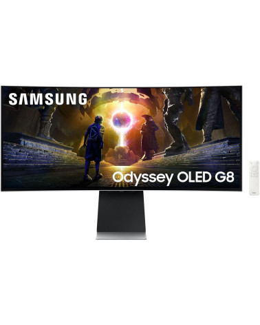 Монитор 34" SAMSUNG S34DG852SI Odyssey OLED G8 G85SD UWQHD Silver (OLED, 3440x1440, HDMI+HDMI+DP, USB Hub, 0.03 ms, 178°/178°, 2