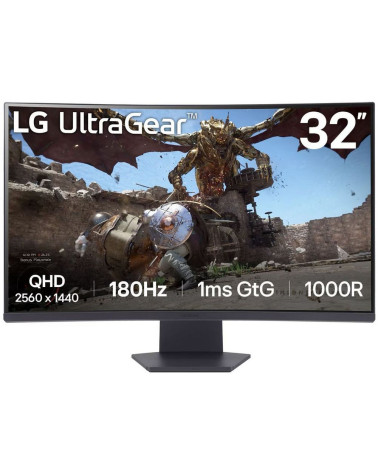 Монитор 31.5" LG 32GS60QC-B Black (VA, 2560x1440, HDMI+HDMI+DP, 1 ms, 178°/178°, 300 cd/m, 3000:1, 180Hz, Curved 1000R) 