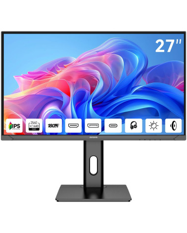 Монитор 27" AIWA MD2714  IPS, 2560x1440, 180Hz, 1ms, 350сd/m, 1200:1, HDR | HDMI(2.0), DP(1.2), Type-C(PD-65W), 2xUSB2.0 | HAS, 