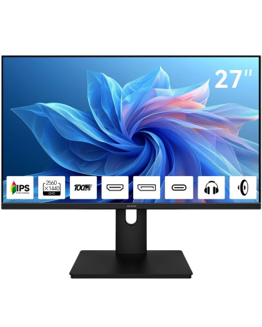 Монитор 27" AIWA MQ271A  IPS, 2560x1440, 100Hz, 4ms, 300сd/m, 1500:1, HDR | HDMI(2.0), DP(1.2), Type-C(PD-15W) | InPSU, Speakers