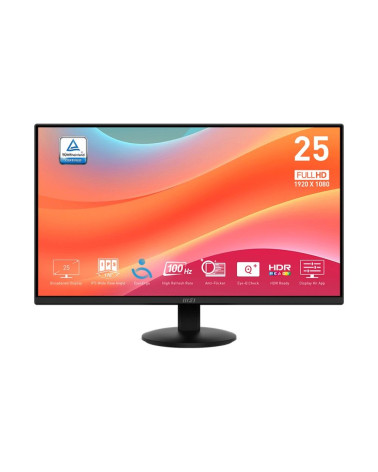 Монитор 24.5" MSI PRO MP252L  IPS, 1920x1080, 100Hz, 4ms, 250сd/m, 1300:1, HDR | HDMI(1.4b), DP(1.2a) | ExPSU, Black 