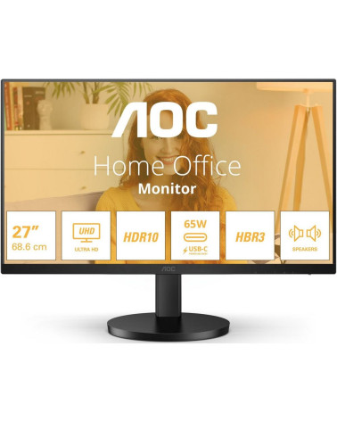 Монитор 27" AOC U27B3CF  IPS, 3840x2160, 60Hz, 4ms, 350сd/m, 1000:1, HDR10 | HDMI(2.0), Type-C(PD-65W), 2xUSB 3.2 | HAS, InPSU, 