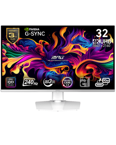 Монитор 31.5" MSI MPG 321URXW QD-OLED QD-OLED, 3840x2160, 240Hz, 0,03ms, 250сd/m, 1500000:1, HDR10 | 2xHDMI(2.1), DP(1.4a), Type