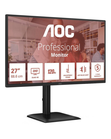 Монитор 27" AOC Q27E4CV  IPS, 2560x1440, 120Hz, 4ms, 350сd/m, 1500:1 | HDMI(2.0), DP(1.4), Type-C(PD-90W), 4xUSB 3.2, RJ45 | HAS