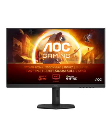 Монитор 27" AOC Q27G4XF  IPS, 2560x1440, 180Hz, 1ms, 300сd/m, 1000:1, HDR10 | HDMI(2.0), DP(1.4) | HAS, Pivot, Swivel, InPSU, Ve