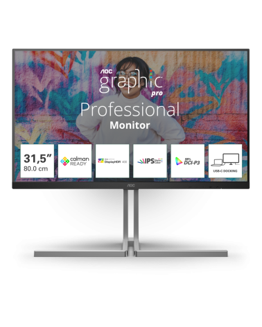 Монитор 31.5" AOC U32U3CV  IPS, 3840x2160, 60Hz, 4ms, 400сd/m, 1000:1, HDR10 | 2xHDMI(2.0), DP(1.4), Type-C(PD-96W), 4xUSB 3.2, 