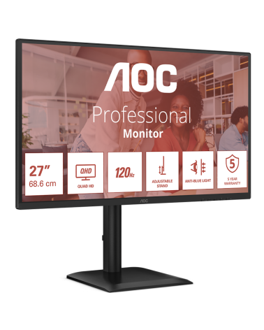 Монитор 27" AOC Q27E4U  IPS, 2560x1440, 120Hz, 4ms, 350сd/m, 1500:1 | HDMI(2.0), DP(1.4), 4xUSB 3.2 | HAS, Pivot, Swivel, InPSU,