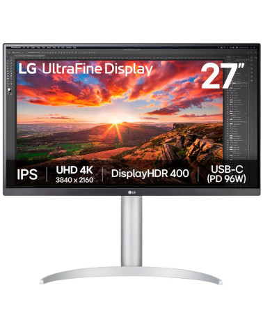 Монитор 27" LG 27UP850K-W IPS, 3840x2160, 60Hz, 5ms, 400сd/m, 1200:1, HDR10 | 2xHDMI(2.0), DP(1.4), Type-C(PD-90W), 2xUSB3.0 | H