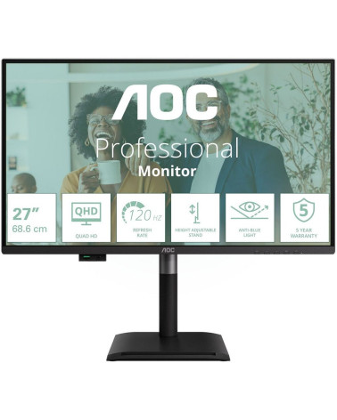 Монитор 27" AOC Q27P4CV   IPS, 2560x1440, 120Hz, 4ms, 350сd/m, 1500:1 | HDMI(2.0), DP(1.4), Type-C(PD-96W), 4xUSB 3.2, RJ45 | HA