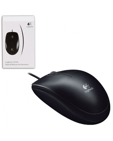 Мышь Logitech B100 Black |910-003357| черная, оптическая 800dpi, USB, 1.8м, 10, (041271) 