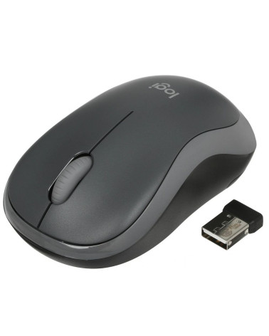 Мышь Logitech M186 черный/серый оптическая (1000dpi) беспроводная USB2.0 для ноутбука (2but) 