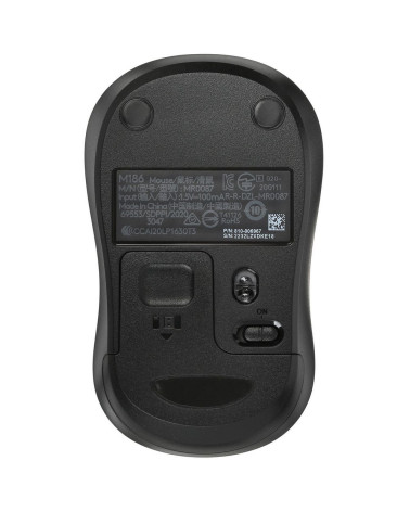 Мышь Logitech M186 черный/серый оптическая (1000dpi) беспроводная USB2.0 для ноутбука (2but) 
