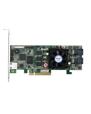 RAID-контроллер Areca ARC-1883i PCIe 3.0 x8 Low Profile, SAS/SATA 12G, RAID 0,1,5,6,10,50,60, 8port (2*int SFF8643), Cache 2GB (