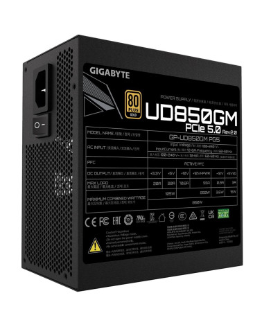 Блок питания Gigabyte UD850GM PG5 V2 GP-UD850GM PG5 850W, 80Plus, Gold, Полностью модульный, PCIe Gen 5.0 compatible 28200-U85GP
