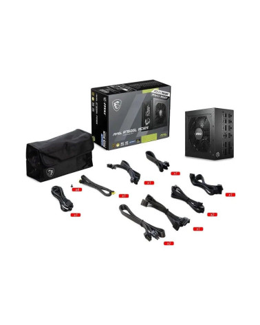 Блок питания ПК MSI MAG A750GL PCIE5 EU, 750W, Fully-Modular, 80 Plus Gold, Color Box, Pallet packing,7Y Warranty, ATX 3.1, PCIE