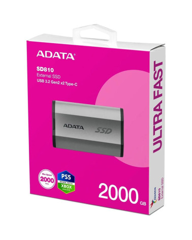 Твердотельный накопитель SSD ADATA 2TB SD810 SD810-2000G-CSG USB 3.2 Gen 2x2 Type-C,2000/2000 