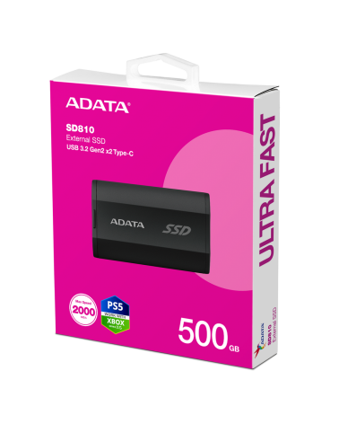 Твердотельный накопитель SSD ADATA 500GB SD810 SD810-500G-CBK USB 3.2 Gen 2x2 Type-C,2000/2000 