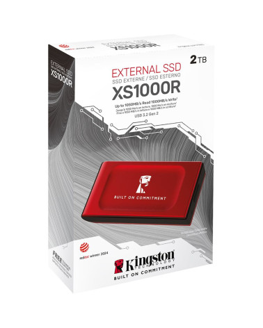 Твердотельный накопитель SSD Kingston External SSD XS1000, 2000GB, Type-C/A, USB 3.2 Gen 2, R/W 1050/1000MB/s, 70x33x14mm, 29g.,