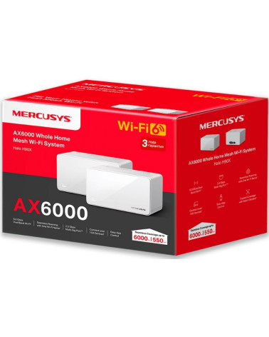 Усилитель Wi-Fi сигнала Домашняя Mesh система Mercusys Halo H90X(2-pack) AX6000 