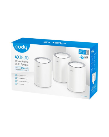 Маршрутизатор CUDY AX1800 Wi-Fi 6 Mesh Solution 3-Pack, Chipset MediaTek, Dual-Band, 802.11ax/ac/a/b/g/n,  1201Mbps at 5GHz + 57