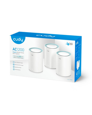 Маршрутизатор CUDY AC1200 Wi-Fi Gigabit Mesh Solution 3-Pack, Chipset MT7621+MT7613B+MT7603, Dual-Band, 867Mbps at 5GHz + 300Mbp