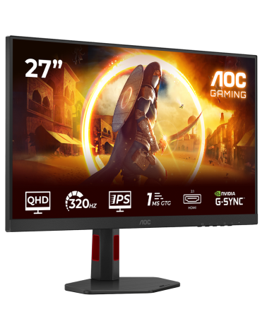 Монитор 27" AOC Q27G4SRU  IPS, 2560x1440, 300Hz, 1ms, 400сd/m, 1000:1, HDR10 | 2xHDMI(2.1), 2xDP(1.4), 2xUSB 3.2 | HAS, Pivot, S