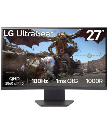 Монитор 27" LG 27GS60QC-B Curved VA, 2560x1440, 180Hz, 1ms, 300сd/m, 3000:1, HDR10 | 2xHDMI(2.0), DP(1.4) | HAS, Swivel, ExPSU, 