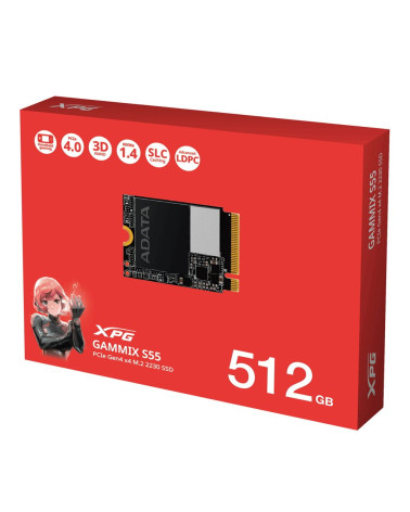 Твердотельный накопитель SSD ADATA M.2 2280 512GB XPG GAMMIX S55 PCIe Gen4x4 with NVMe 5000/3000, 3D ТLC NAND, 230TBW
