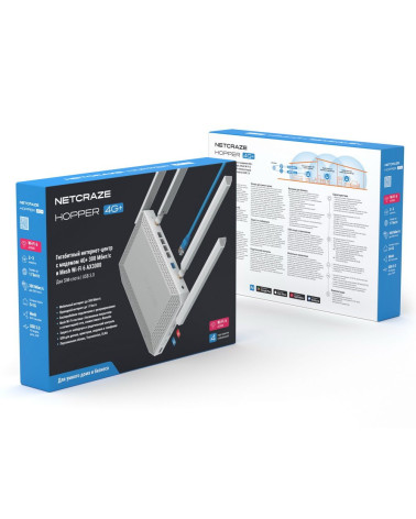 Маршрутизатор (Keenetic) Netcraze Hopper 4G+ (NC-2312) Гигабитный интернет-центр с модемом 4G+, двумя слотами для SIM-карт, Mesh