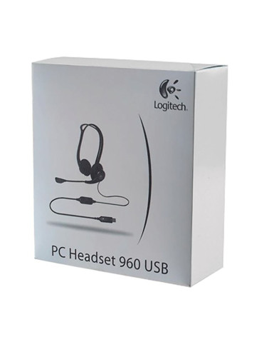 Гарнитура Logitech PC960 |981-000100| черная, USB, поворотный микрофон, пульт управления на кабеле, |981-000100| кабель 2.4м