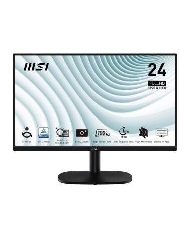 Монитор 23.8" MSI PRO MP245V  VA, 1920x1080, 100Hz, 4ms, 300сd/m, 4000:1,  | VGA, HDMI(1.4b) | ExPSU, Vesa 100, Black 